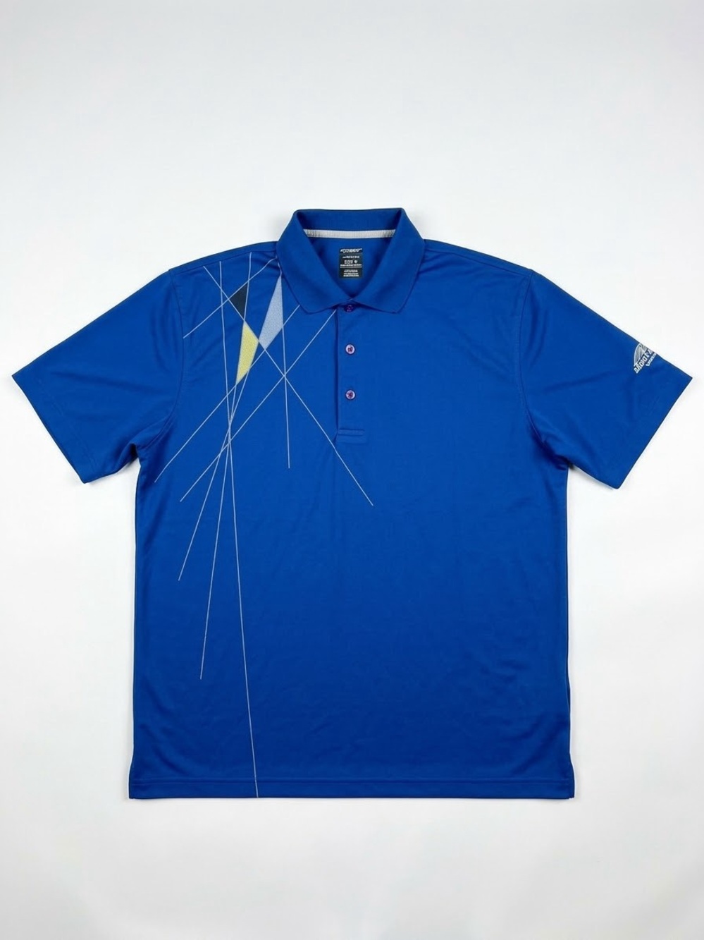 Men's Blue Performance Polo Shirt with Subtle Geometric Detail